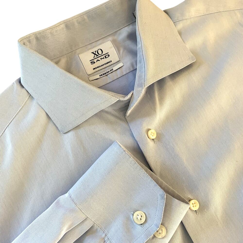 XO Sand Copenhagen Modern Fit Button Down Light Blue Dress Shirt Men's 17.5/XL
